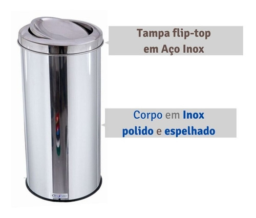 Lixeira Inox Para Banheiro Reciclável 25 Litros Com Tampa