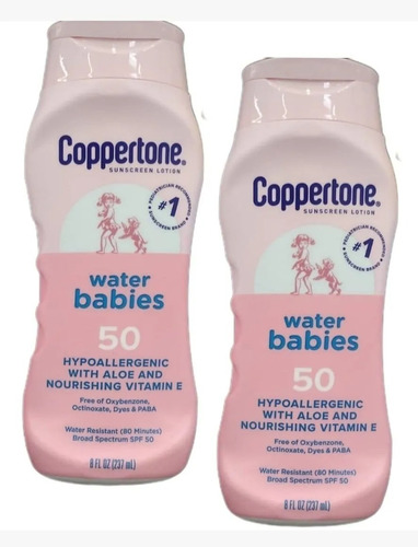 2x Coppertone Water Babies Sunscreen Lotion Solar Spf 50