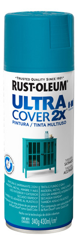 Rust Oleum pintura aerosol ultra cover colores 430 ml  color turquesa satinado