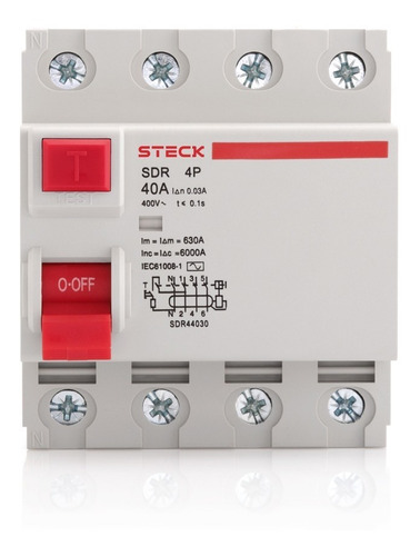 Minibreaker Tipo Riel Diferencial Tetrapolar De 4x100a Steck