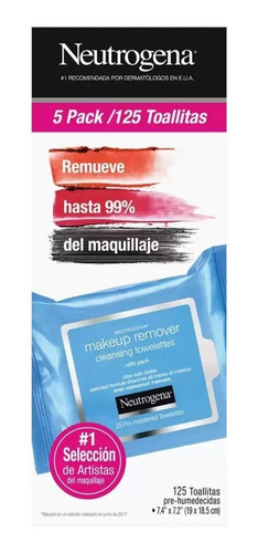 Toallitas Removedoras De Maquillaje Neutrógena 5 Pack / 125