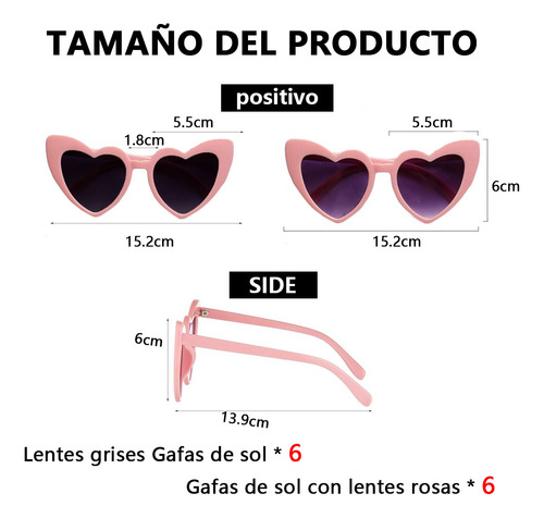 Gafas De Sol Lentes De Sol Con Forma De Corazón Clásico Para Mujervintage Niños Corazón Gafas De Sol Gafas De Sol Vintage Casual 12 unidades