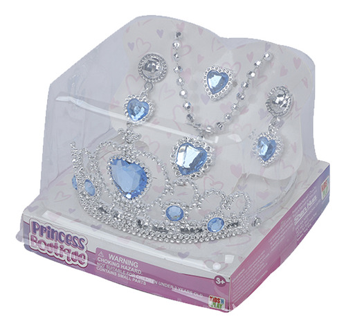 Set Princesas Con Tiara Collar Y Pendientes