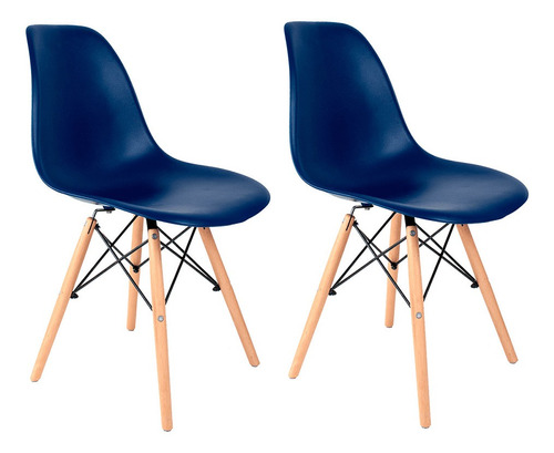 Cadeira de jantar Empório Tiffany Eames DSW Madera, estrutura de cor  azul-bic, 2 unidades