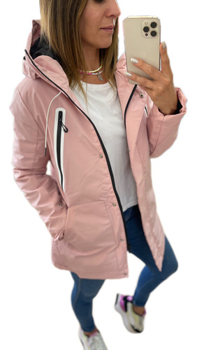 Piloto Impermeable Rosa Negro Mujer The Big Shop