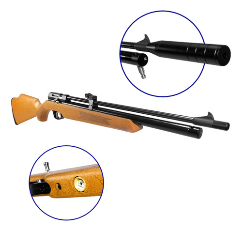 Rifle Aire Comprimido Fox Pcp Pr900 Repeticion + Cargador Madera 5.5 Mm