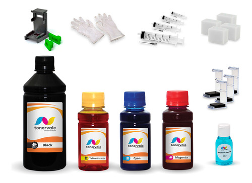 Kit 4 Tinta Para Canon Mp230 Pg-210 E Cl-211 250ml Bk E 100m