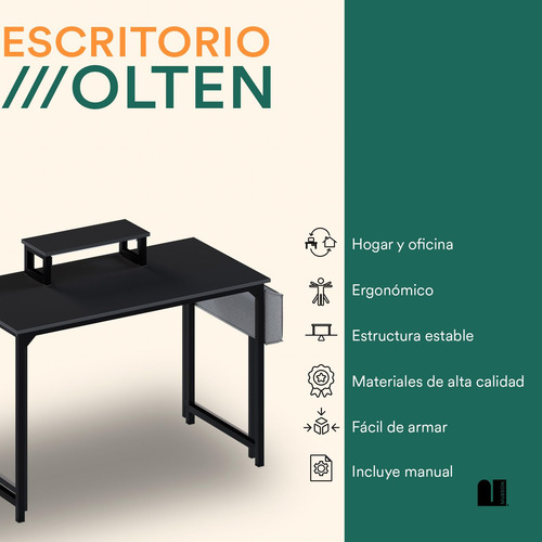 Escritorio Minimalista Con Archivero Para Computadora Negro