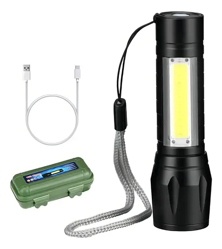 comprar Lanterna Mini Led Lampião Tatica Recarregável Zoom Forte Cor da lanterna Preto Cor da luz Branco