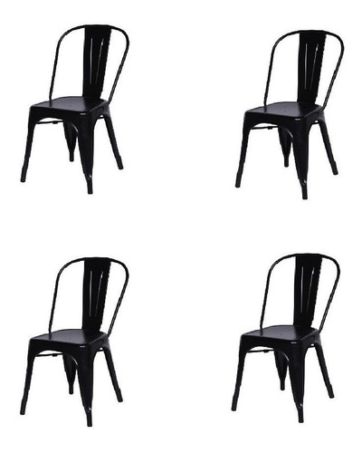 Cadeira de jantar BoxBit Tolix, estrutura de cor  preto, 4 unidades