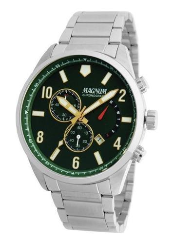 Relógio Magnum Masculino Ma35182g Cronógrafo Prateado 43mm