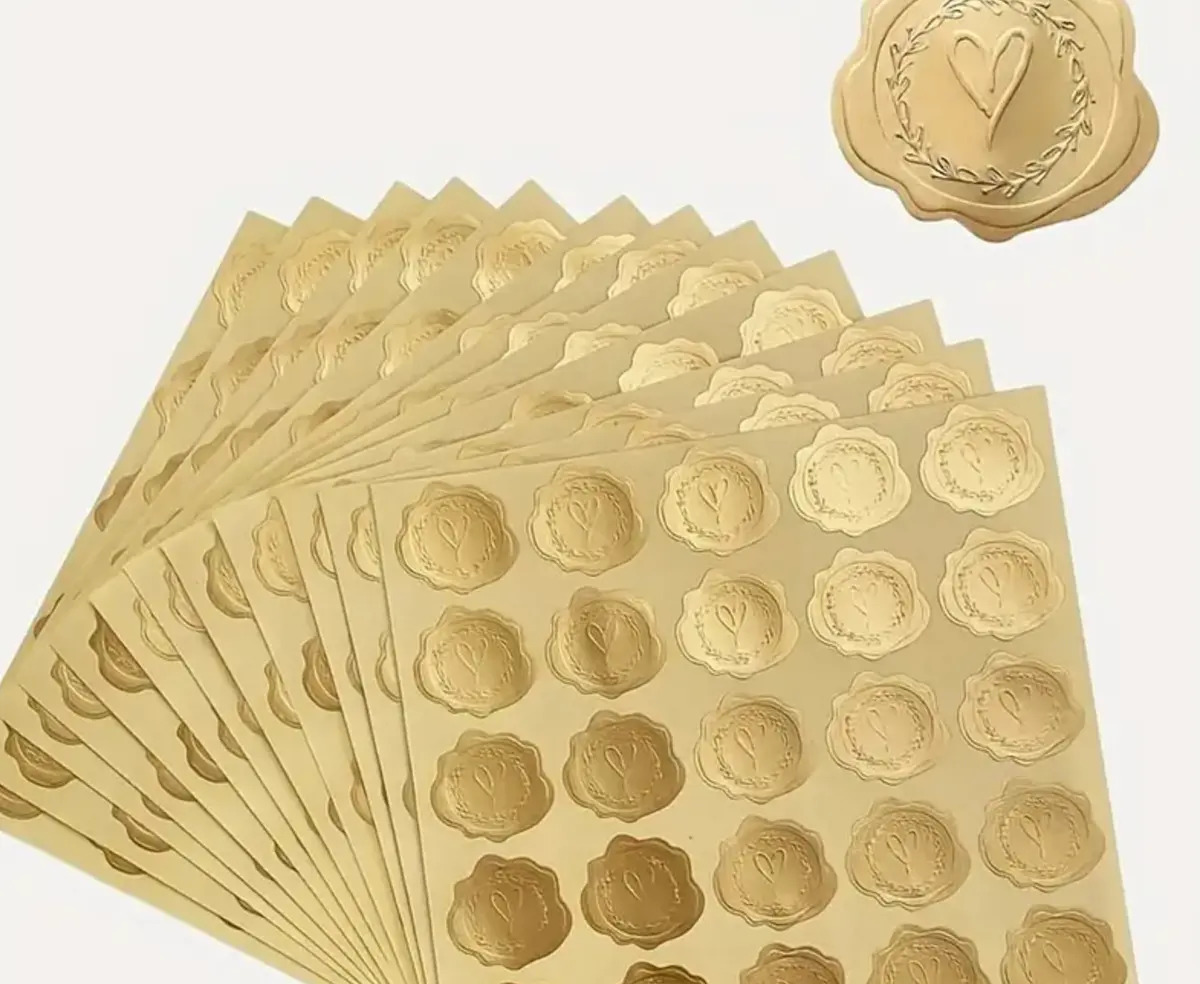 Etiquetas Sello Para Invitaciones Cartas Sticker 100 Pcs Color Dorado