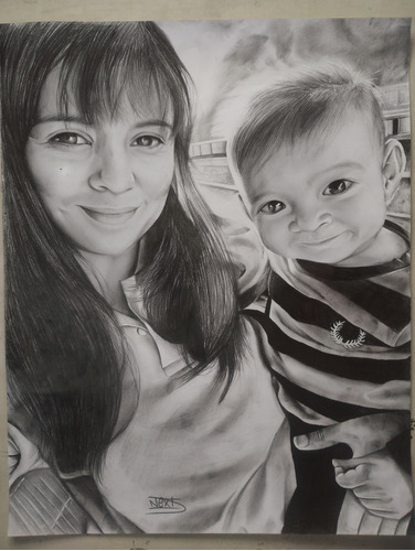 Dibujo Retrato Personalizado Realizado A Lápiz 