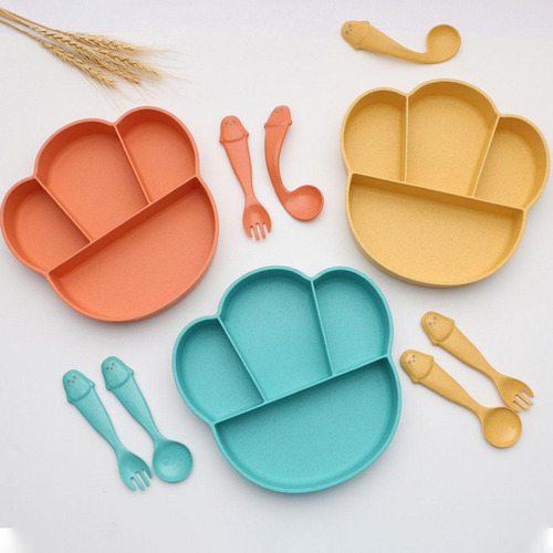 Juego De Platos Para Bebés Juego De Alimentación Verde