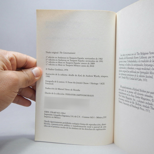 El Conserador Nadine Gordimer Tusquets Editores 2010 R3