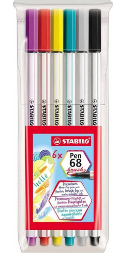 Canetas Stabilo Brush Pen 68 Com 6 Cores