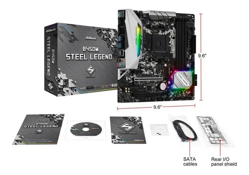 Placa Mãe Asrock B450m Steel Legend Preto | Frete grátis