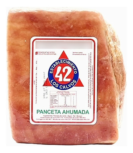 Fiambre Panceta Ahumada Los Calvos 42 Pieza X 1.75 Kg.