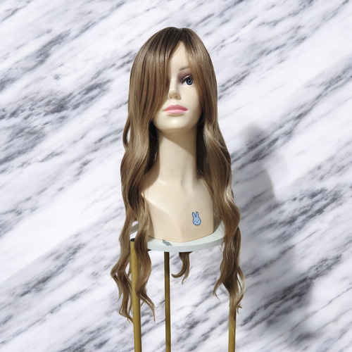 Peluca Cobrizo Oscuro Cabello Ondulado Largo Color café Tamaño de la base unitalla