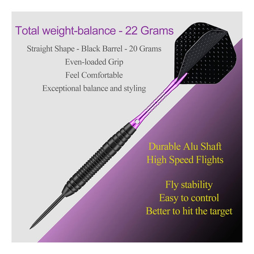 Sanfeng Juego De Dardos Con Punta De Acero Para Diana, Con 9 22 Gramos - Morado.