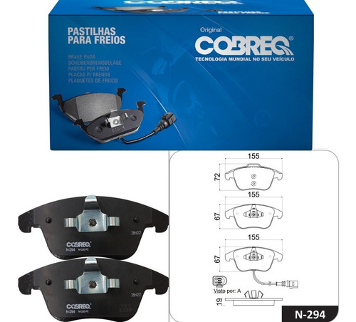 Pastilha Freio Dianteira Original Cobreq Q3 Tiguan 1.4 2.0