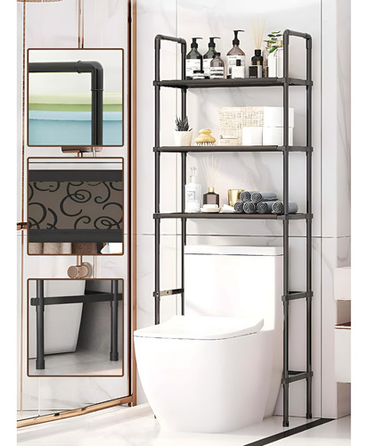 Rack Organizador Estante Inodoro Lavarropas 3 Pisos Negro