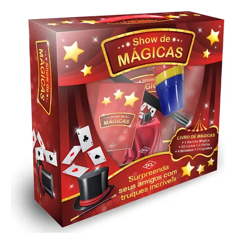 comprar Livro Show De Mágicas Kit De Atividades Com Acessórios Ilusionismo Varinha Mágica
