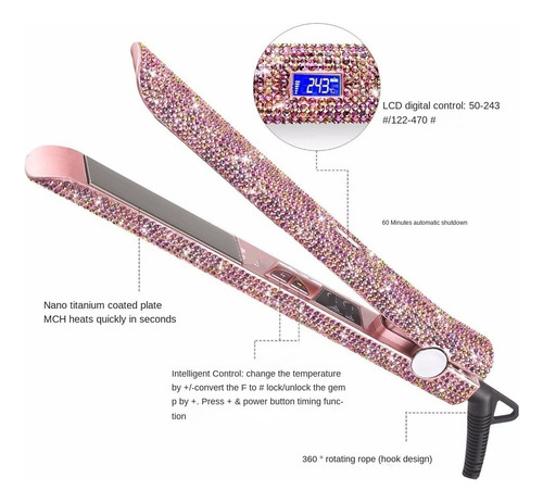 Plancha De Pelo Diamond De Doble Voltaje Rizador Anión Pelo