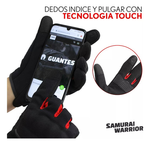 Guantes Moto Cortos Samurai Warrior Tessen Negro Neon Touch