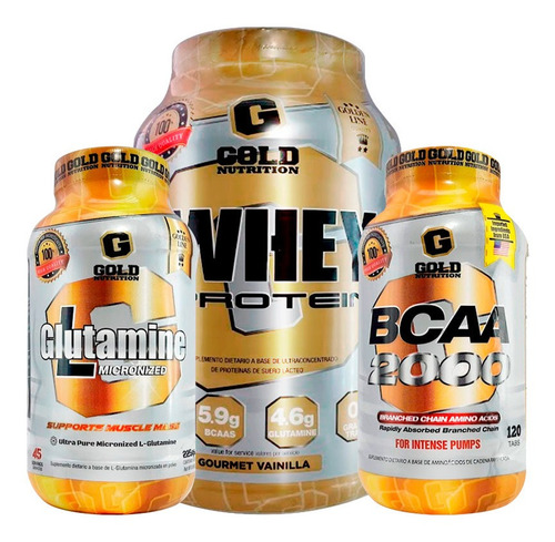 Whey Protein + Bcaa + Glutamina Combo Recuperación Gold Nutrition