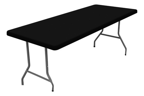 Funda De Mesa Elástica Rectangular De Poliéster De 183 X 76cm Color Negro