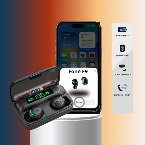 Fone Bluetooth F9-5 Pares Som Imersivo Powerbank Bateria Longa Duração