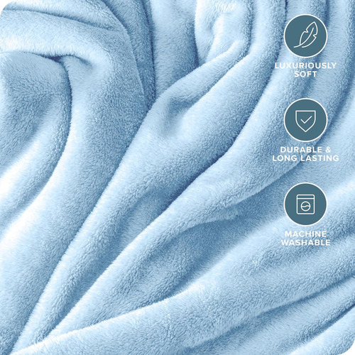 Frazada Manta Plush Flannel 240 X 190cm Térmica Ultra A Soft Celeste Liso