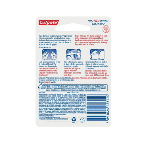 Hilo dental Colgate sabor tradicional 50 m 2 u pack x 2