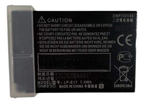 Bat-eria Compativel Lp-e17 Premium Para Cameras R50 R8 M3