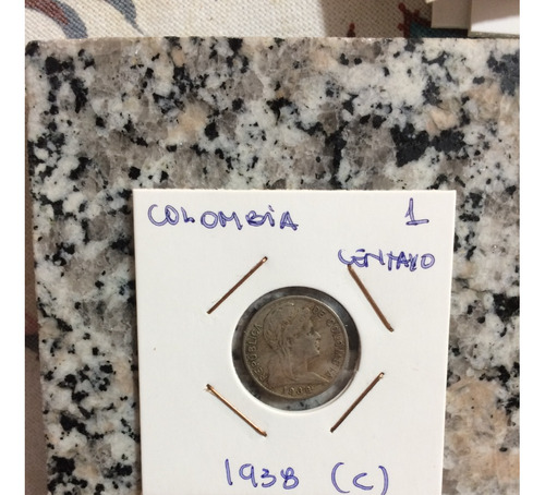 Moneda Colombia 1 Centavo 1938 ( C ) Escasa