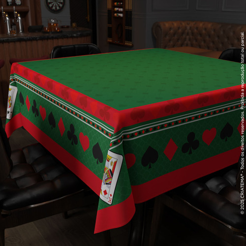 Toalha De Mesa Quadrada 4 Lugares Aveludada Para Jogos Baralho Cartas, Poker E Truco 150x150cm