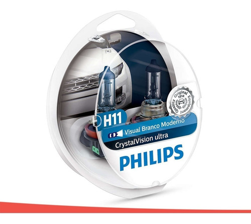 Imagem 2 de 6 de Kit Lâmpada Philips Crystal Vision Ultra H11 55w-12v 4300k