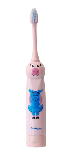 Escova Dental Elétrica Infantil Kids Porco Rosa - Techline