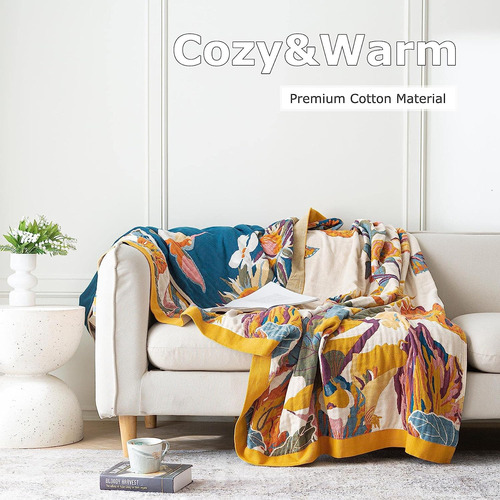 Manta Boho Cama, 100% Algodón Ultra Suave, Rústica, E...