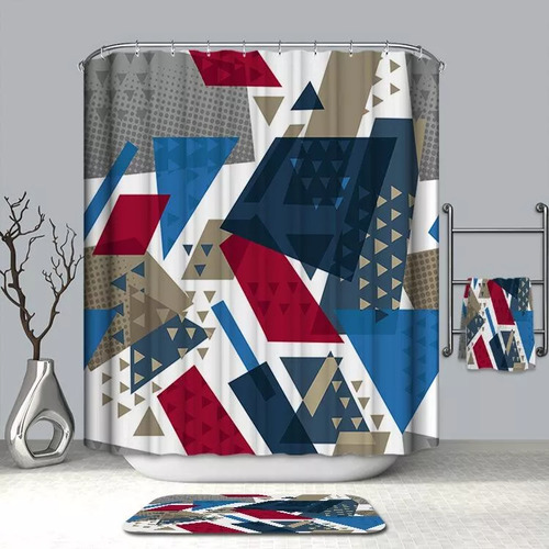 Cortina De Baño Vero Hogar Merida 180x180 Cm Geométrico