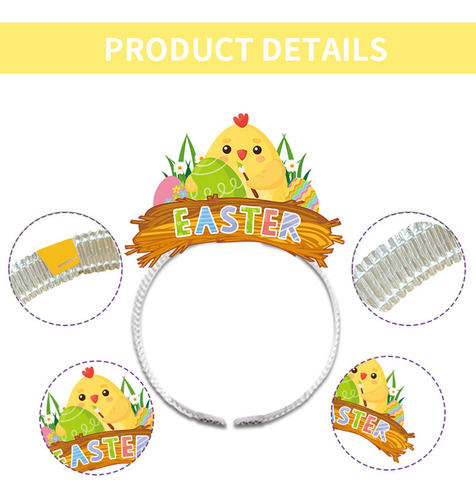 Diadema Con Tema De Pascua Para Niños, 6 Uds., Decoración