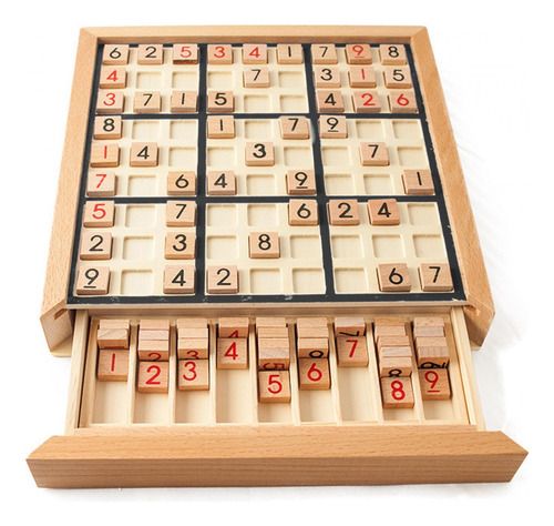 Juego De Sudoku De Madera, Juguete De Aprendizaje Con Negro