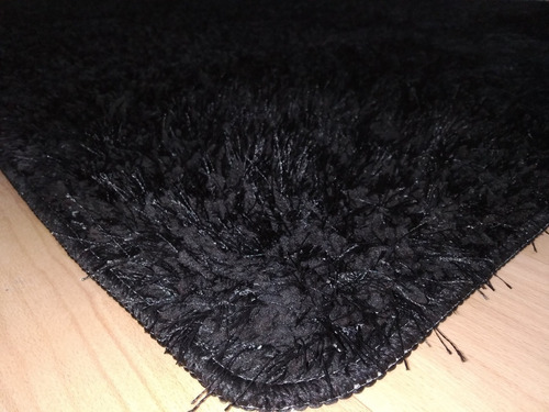 Alfombra Carpeta Pelo Largo Shine Lavable Negra 1x1,50mts