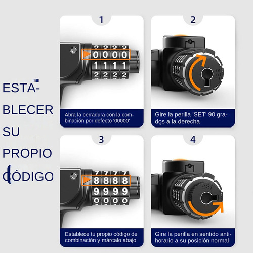 Cable De Bloqueo De Scooter Para Xiaomi Mijia M365 Es Series, Cerraduras Combinadas De Bicicleta, Cerradura De Cadena Enrollada, Alambre De Acero Básico De Núcleo Autoenrollable, 4 Pies De