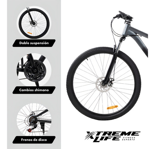 Bicicleta De Montaña Mountain Bike R29 Doble Suspensión Freno De Disco Marco De Acero Xtreme Life