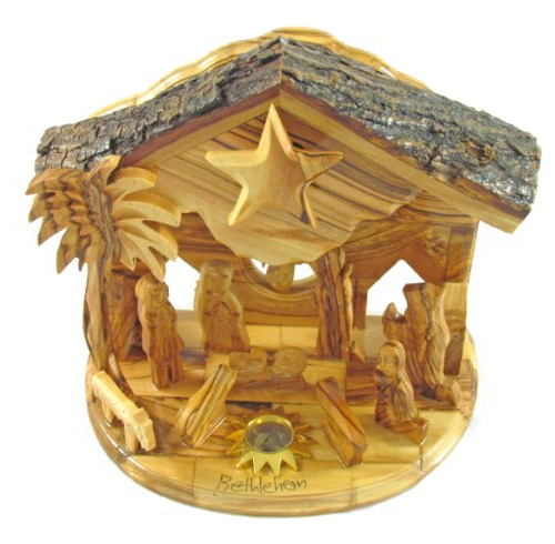 Madera De Olivo Estrella Giratoria Musical Nacimiento - Repr