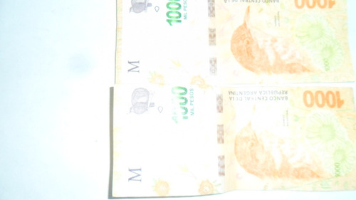 Billete Argentina 1000 Pesos 2020 Con Error De Corte (Usado)