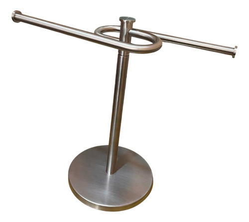Toallero Porta Toallas Mesada Inoxidable Sin Agujeros Doble Plateado