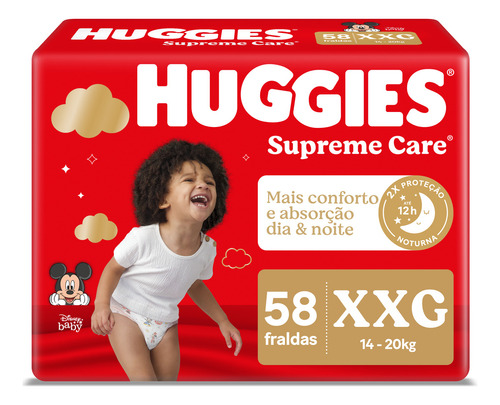 Huggies Supreme Care fraldas XXG 58 unidades